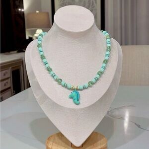 Aqua Seahorse Charm Necklace